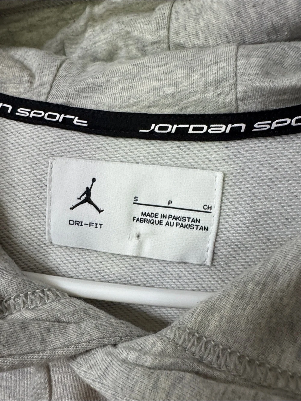 Jordan Light Gray Pullover Hoodie with Jumpman EUC S